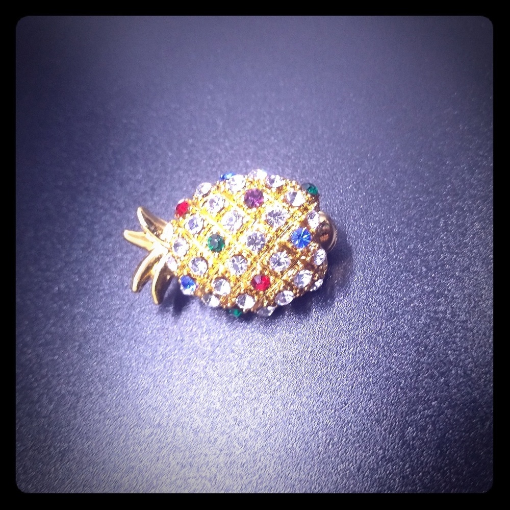 Jewel Tones Stunning Crystal Pineapple Brooch